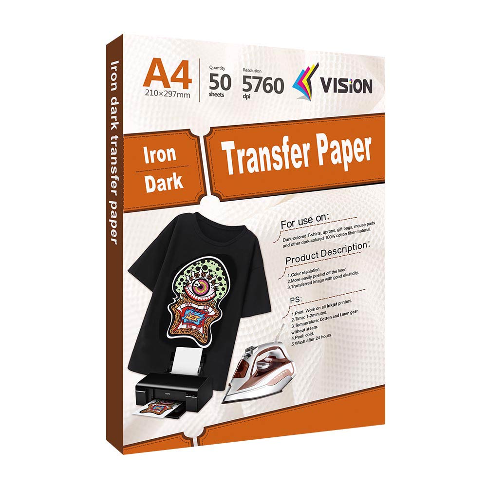 Iron-on transfer paper for dark fabrics