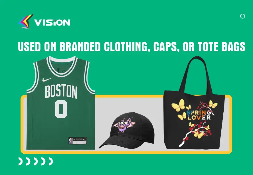 branded clothing, caps, or tote bags