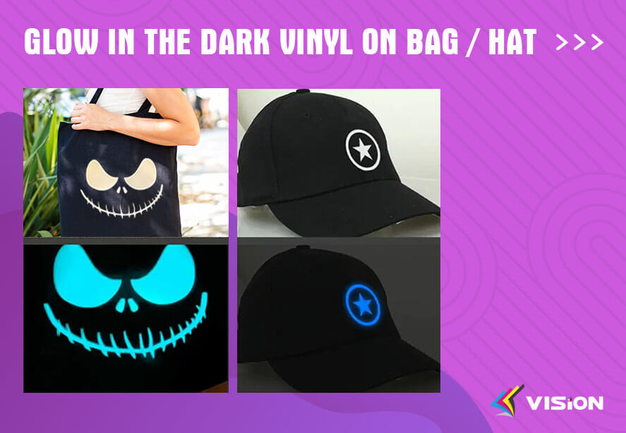 Glow in the Dark Vinyl on bag hat
