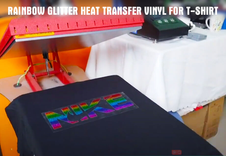 Rainbow Glitter Heat Transfer Vinyl for T-shirt
