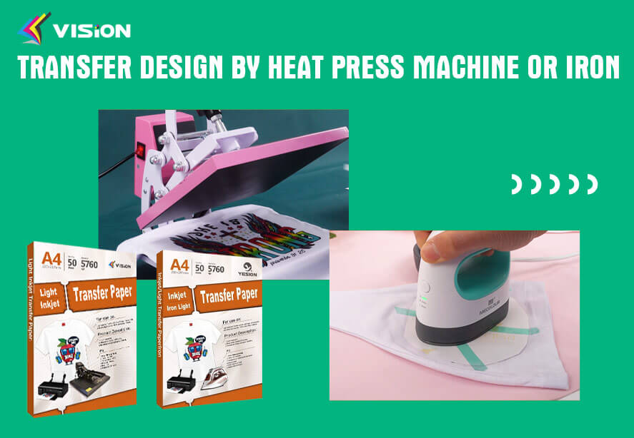 Transfer design by heat press machine or iron